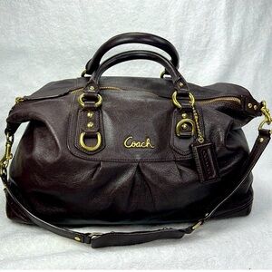 Coach Dark Brown Satchel with Gold Accents
